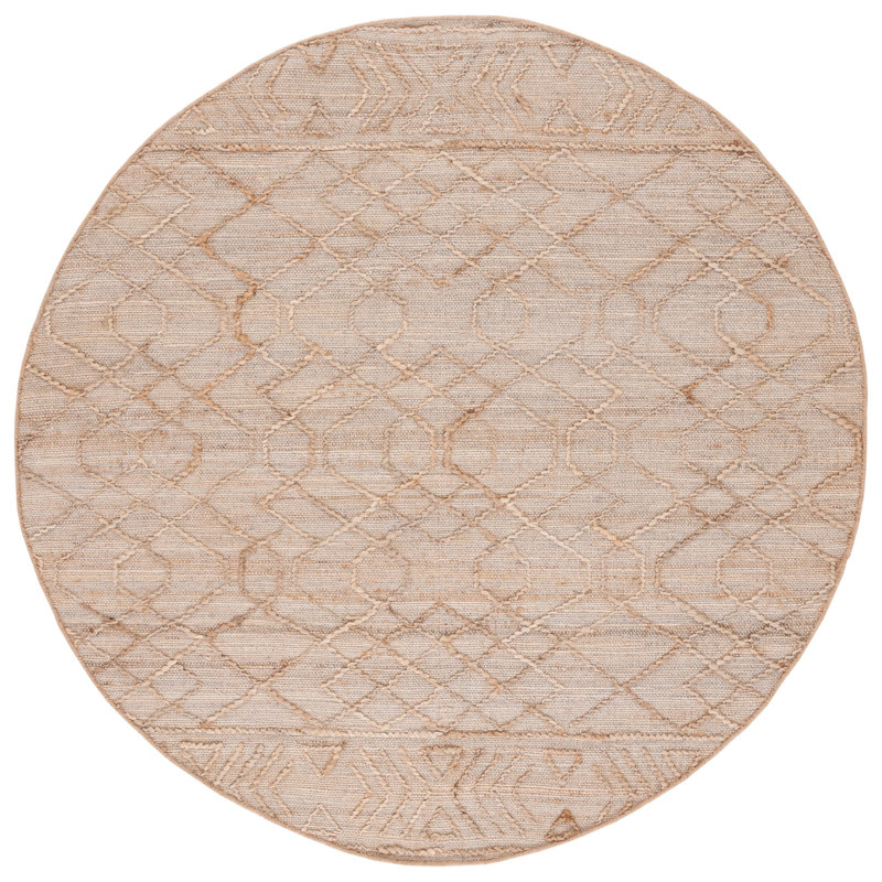 Hrisha Natural Fiber Hand Loomed Jute/Cotton Southwestern Rug in Natural/Beige, Round 6'