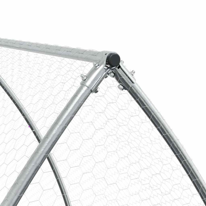 Chicken Cage Silver Galvanised Steel, 120cm H x 600cm W x 105cm D