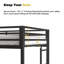 Lit mezzanine simple avec bureau, tringle de garde-robe, structure en métal, échelle et garde-corps, économie d'espace, cannelle noire