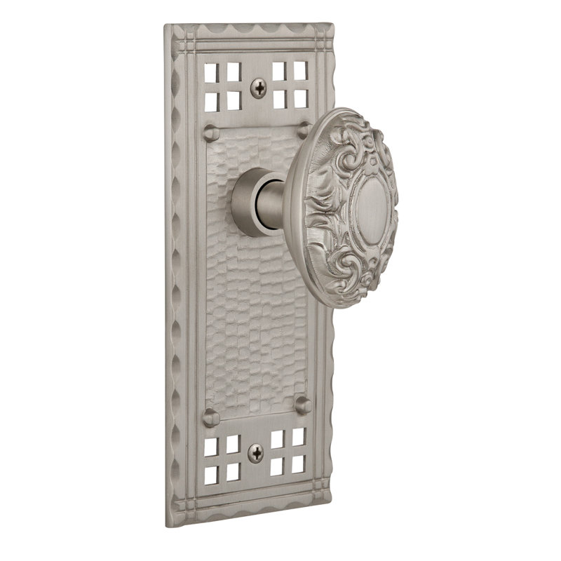 Craftsman Plate with Victorian Door Knob, 2.75", Satin Nickel