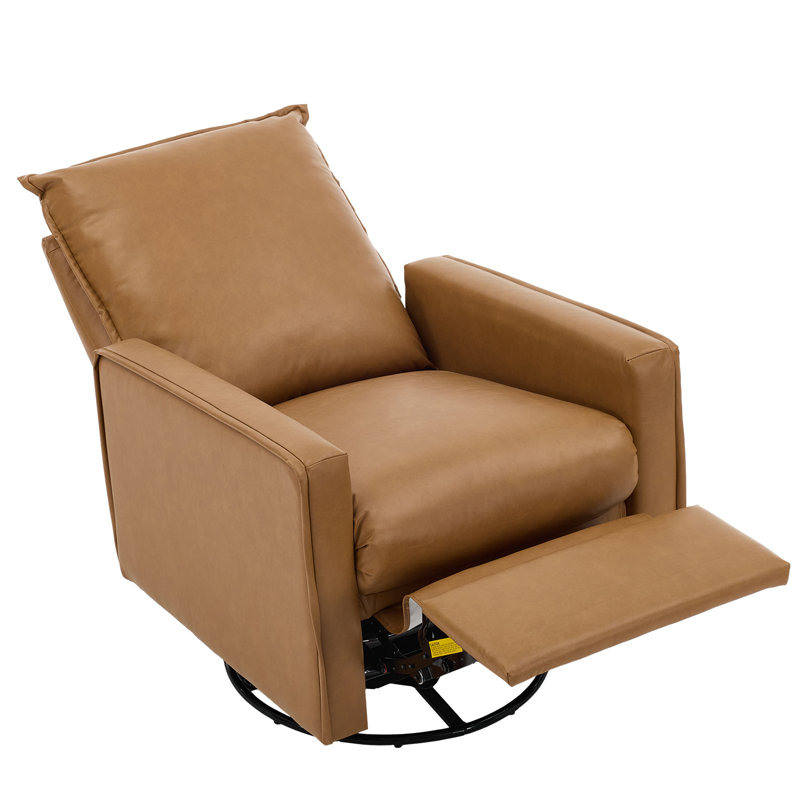 Fauteuil inclinable à bascule pivotant manuel rembourré pour chambre d'enfant, Brown