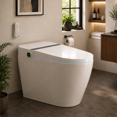 BCAN Smart Toilet with Massage Bidet, Auto Open Lid/Seat, 1.28 Gallons Auto Dual Flush, Heat Seat, Warm Wash/Dryer, Soft Closing, Remote Control