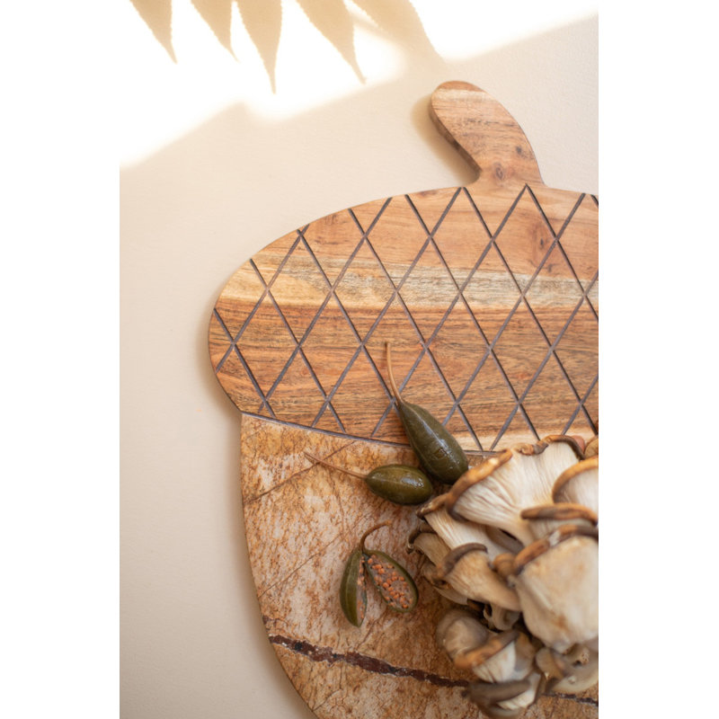 Ensemble de 2 planches de service en bois et marbre Kalalou - H 14,5 po