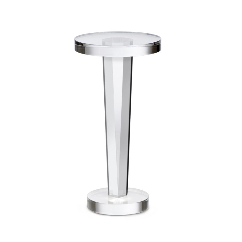 Liora 22" Round Acrylic Glamorous Pedestal End Table