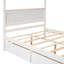 Lit plateforme double à baldaquin, aucun sommier requis, blanc brossé, avec 2 tiroirs pour un cadre de lit moderne peu encombrant, facile à assembler, pratique