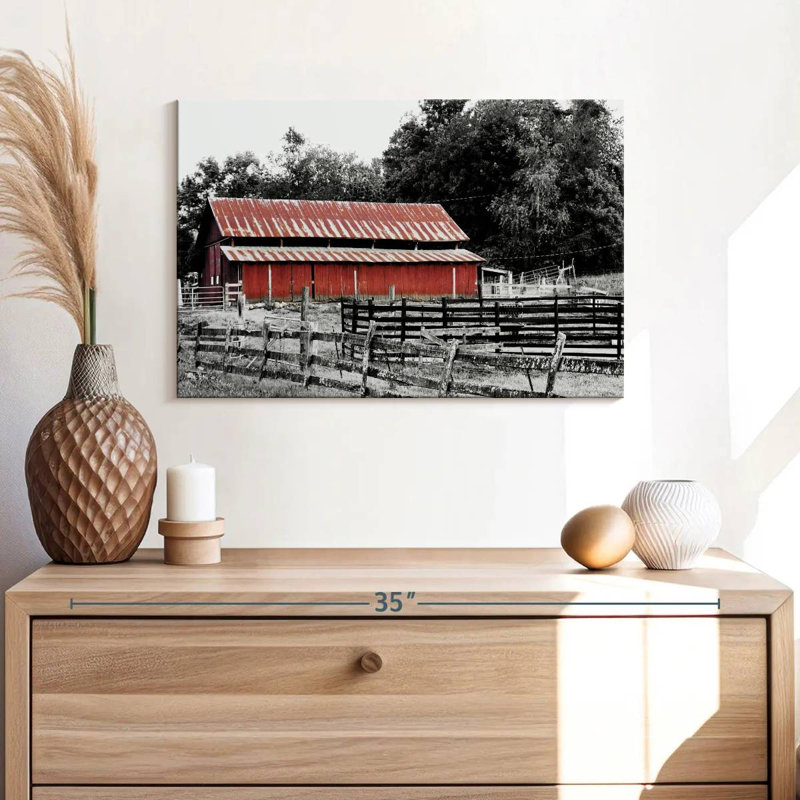 Lilie BW Rustic Barn, 16" H x 24" W
