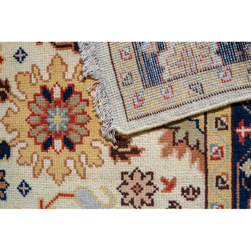 Tapis oriental ivoire en laine noué à la main Violet, Rectangulaire 8 pi x 10 pi
