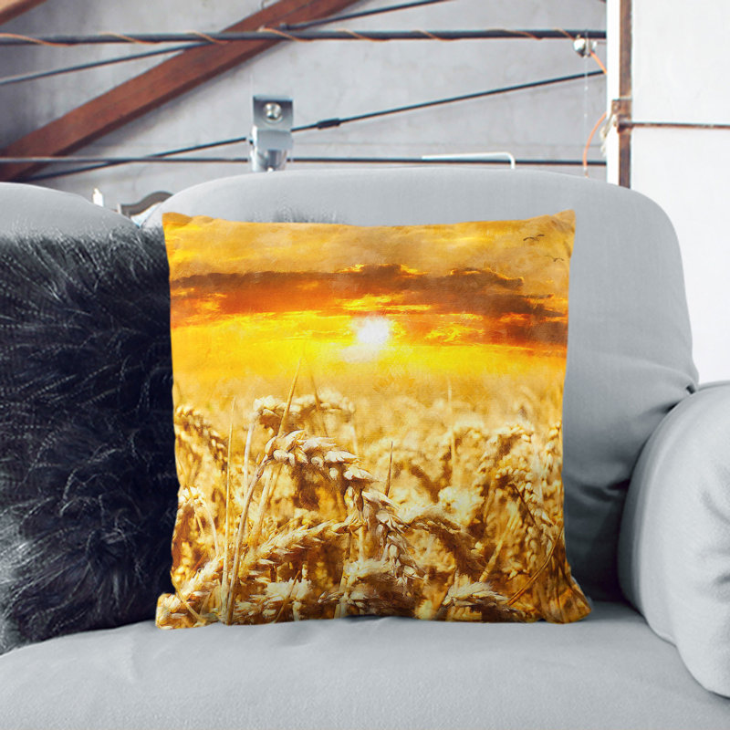 Wheat Field at Sunset Scatter Cushion, White, 55cm H x 55cm W x 20cm D