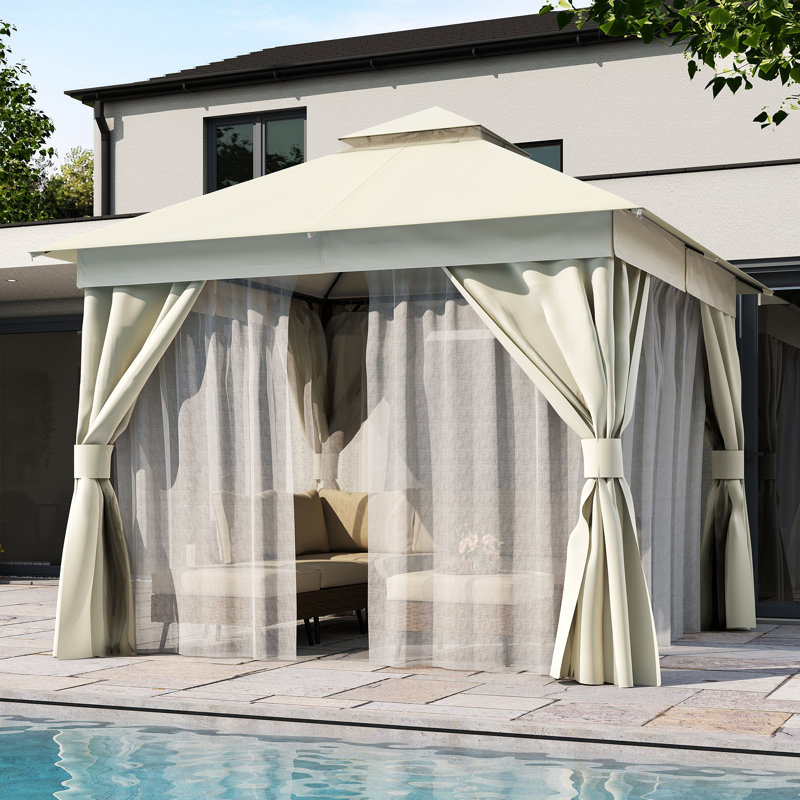 Pavillon de jardin en acier 10 pi, Blanc crémeux