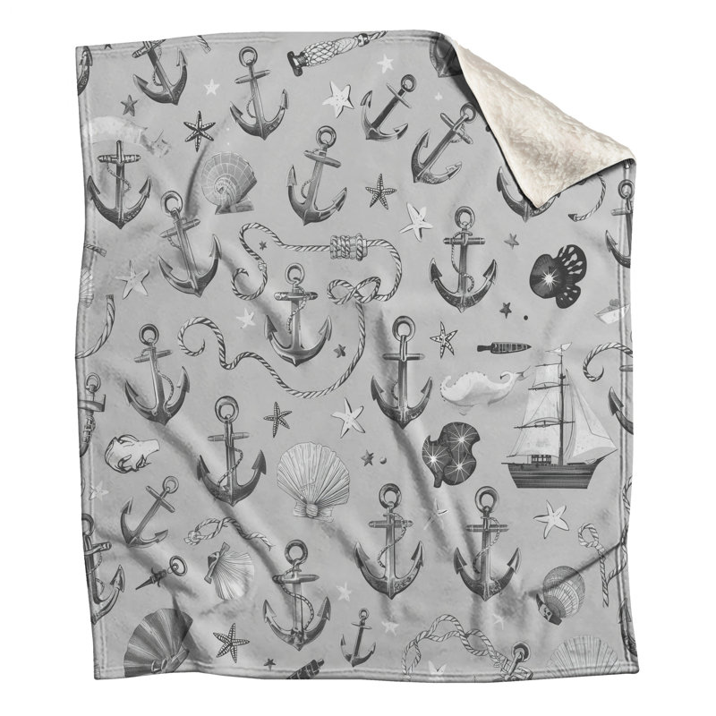 Nautical Anchor Shells Blankets, 50in W x 60in H