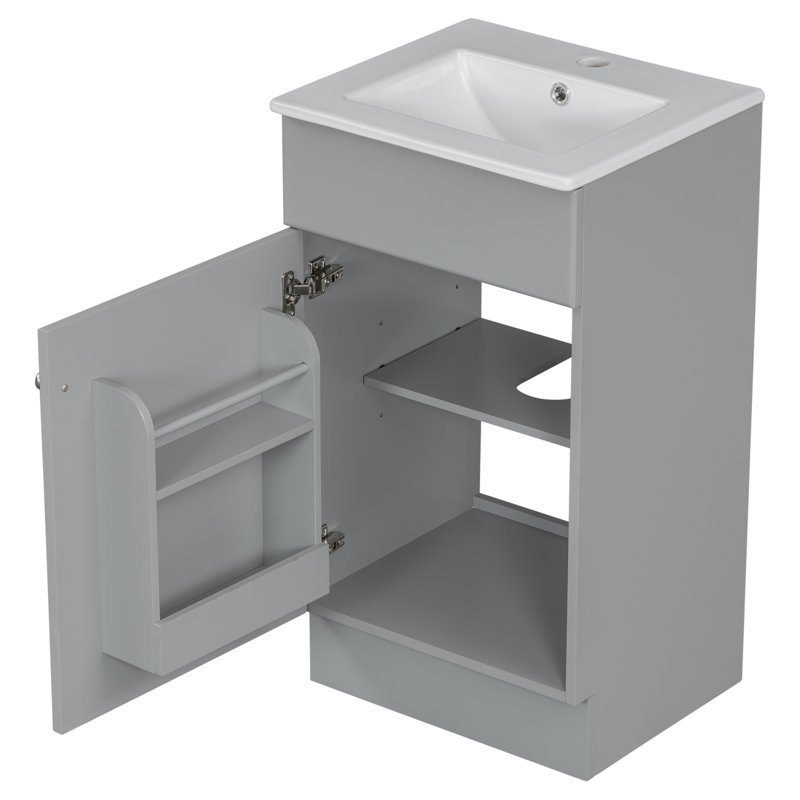 Meuble-lavabo 18 po avec lavabo et tablette réglable, Gris / Argent