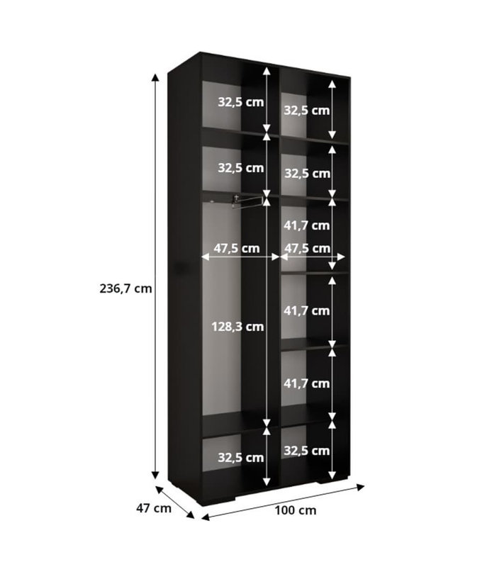 Batel 4 Door Manufactured Wood Wardrobe, Black