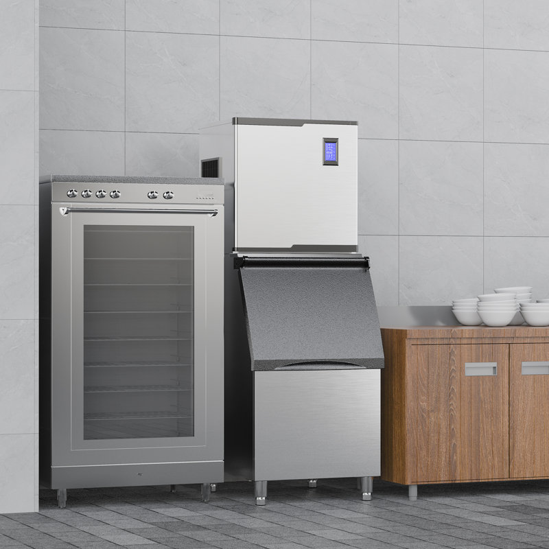 IceOrbit Coolake Commercial Ice Maker Machine 650 Lbs/24h With 400 Lbs Large Storage, 22" Air Cooled Stainless Steel Industrial Ice Machine, Freestanding Cube Ice Maker For Restaurant Business, Etl Listed