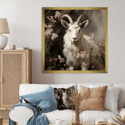 Alpine Alpine goat floral portrait II - Chèvre, art mural