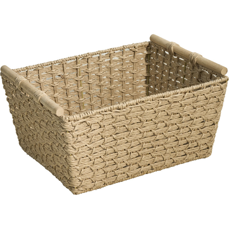 Bay Isle Home™ Ludmilla Rectangular Multi Purpose Water Hyacinth Baskets with Handles - 16" x 12" x 13"
