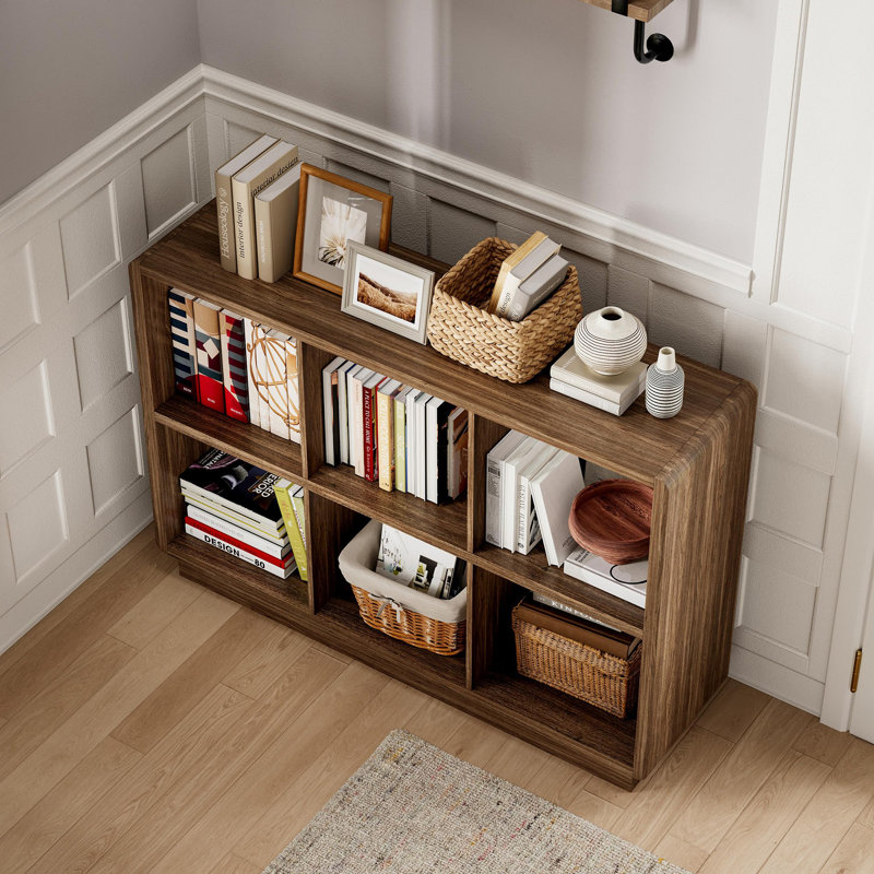 Bibliothèque en bois avec rangement, Brun noyer