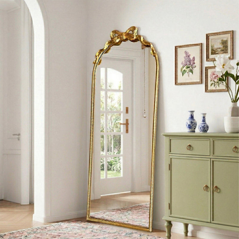 Miroir de plancher arqué antique antique, 55 po x 21 po