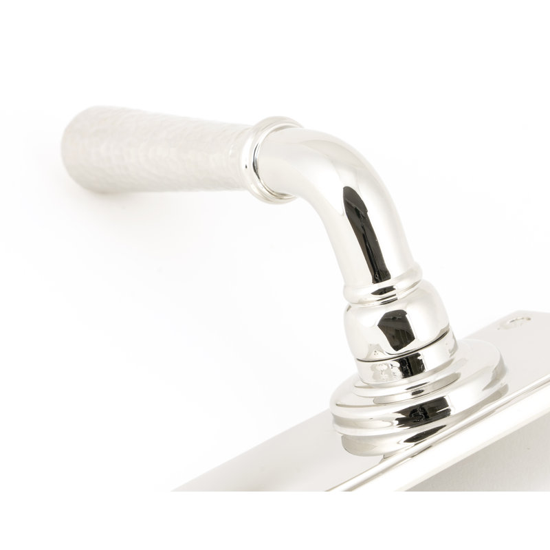 Hammered Newbury Lock Door Handle, Polished Nickel