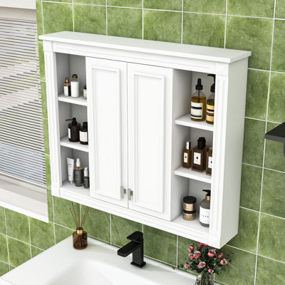 Wall-Mounted Medicine Cabinet with Adjustable Shelf and Dual Swing Doors