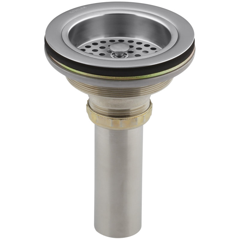 Duostrainer Sink drain and strainer with tailpiece, Brushed Chrome
