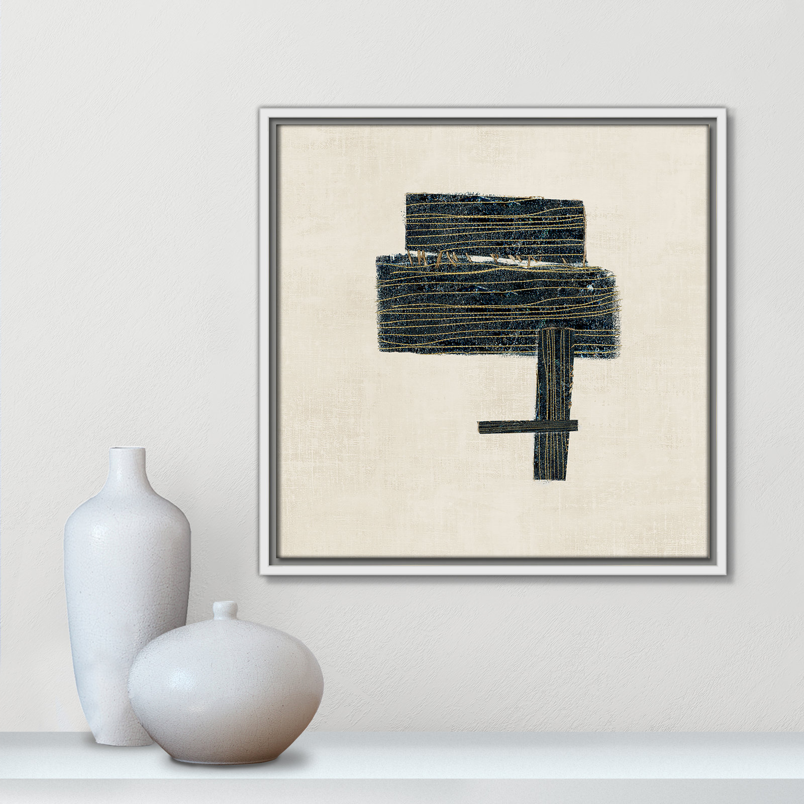 Copeland "Stitched I" Print, 17.5" H x 17.5" W, White