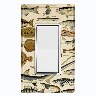 Metal Light Switch Plate Cover; US Standard Size 1 Gang GFI Rocker - Sea Creatures