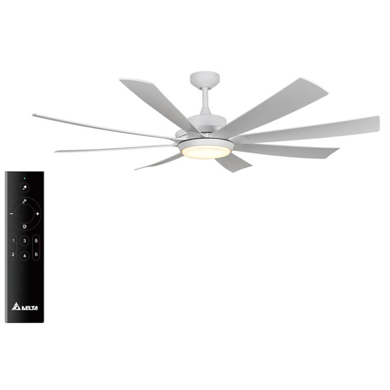 Ventilateur de plafond Delta Breez RioVista 60 po avec télécommande DEL intérieur et extérieur blanc, Blanc, Blanc
