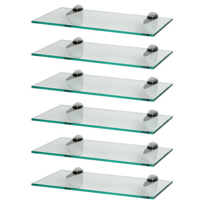 Harbour Housewares - Floating Glass Shelves with Silver Brackets