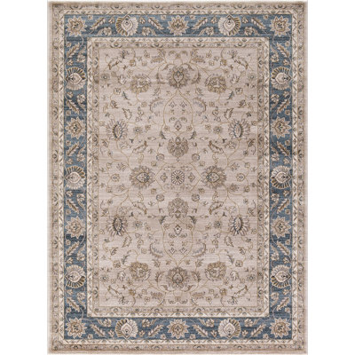 Mahal Oriental Beige Blue Area Rug