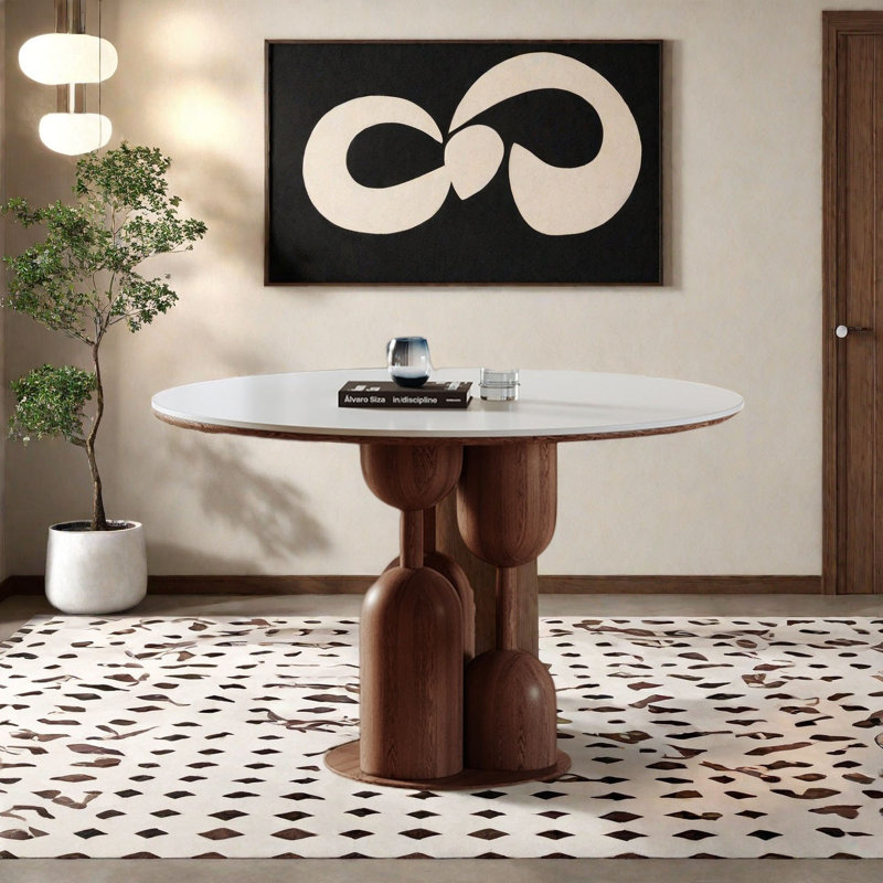 Solid Wood Round Dining Table, 29.5"H x 43.3"L x 43.3"W