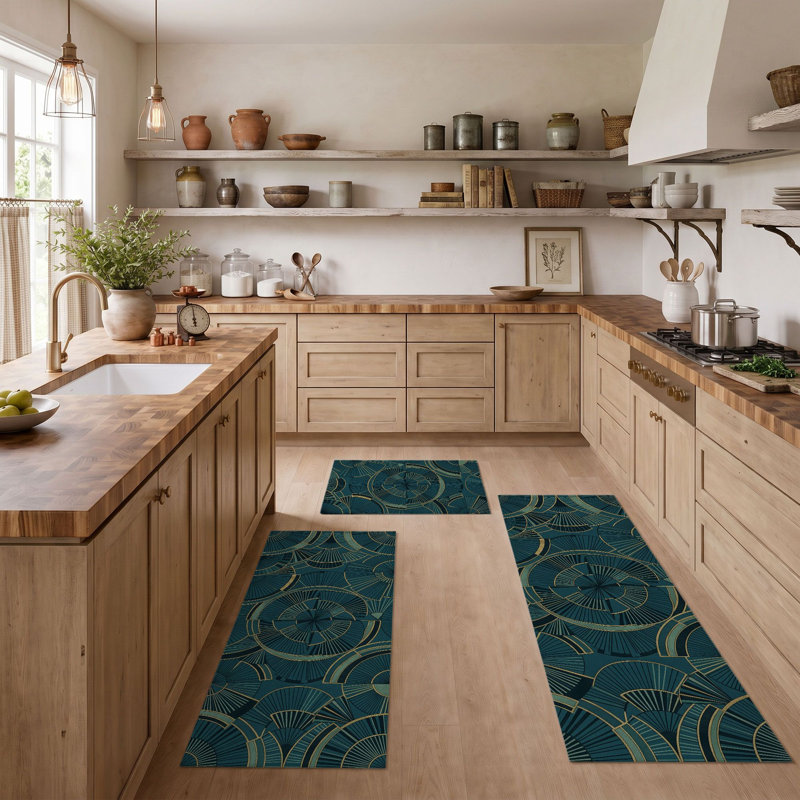 Tapis de cuisine lavables antidérapants bleu sarcelle