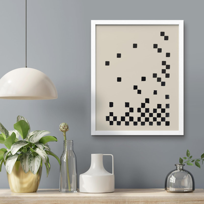 «Abstract Disinégration Black and White Design» sur papier, Blanc, H 14 po x l 11 po