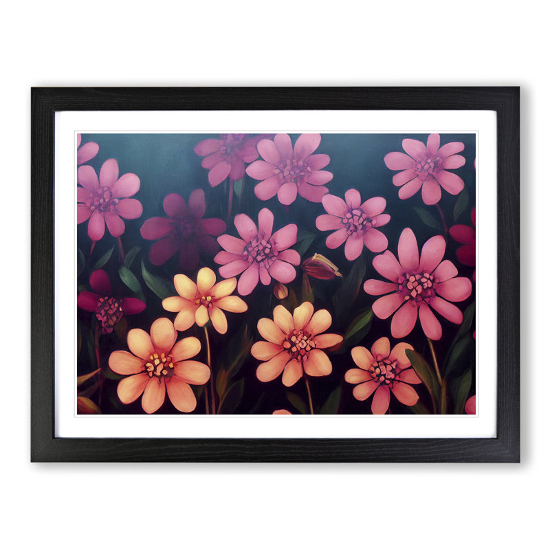 XH1022-9202X Tremendous Flowers - Single Picture Frame Painting, Black, 46cm H x 64cm W x 2cm D