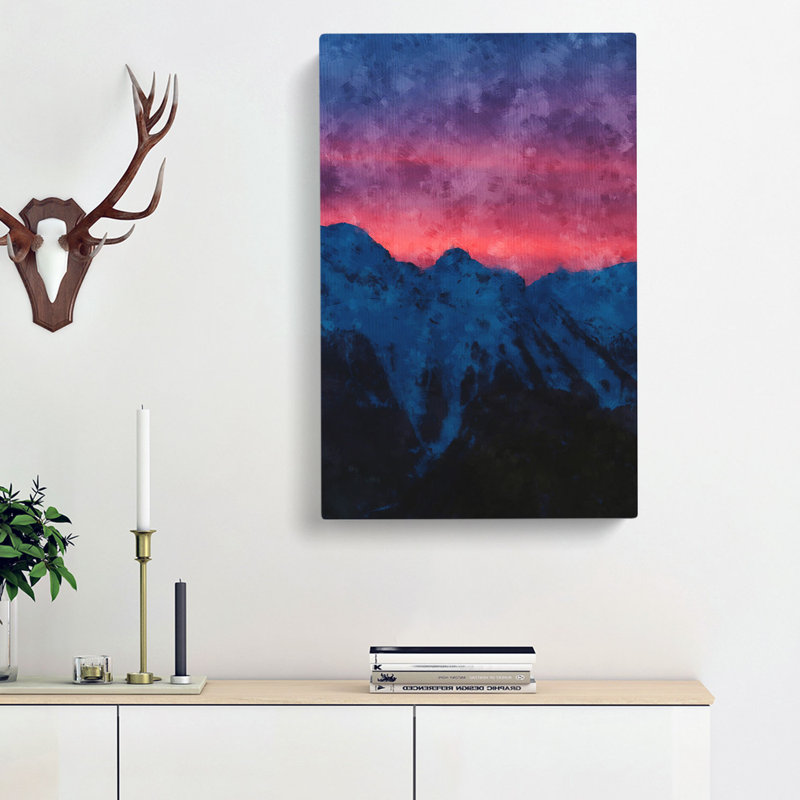 Mountain Sunset In Sion Switzerland - Wrapped Canvas Painting, 76cm H x 50cm W x 3cm D