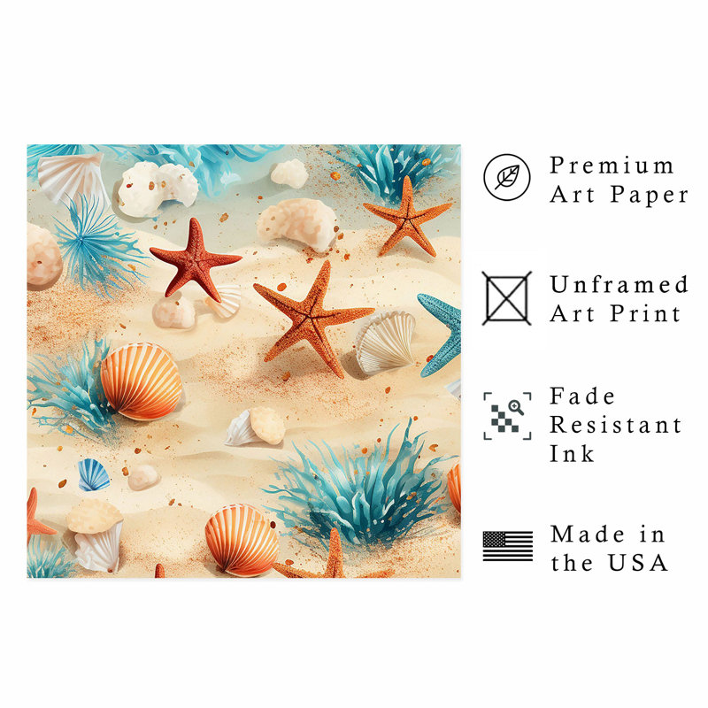 Animaux, étoile de mer I, reproduction d'art sans cadre, H 12 po x l 12 po