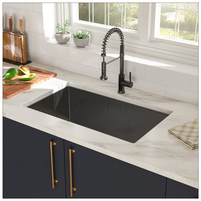 Durable 16 Gauge T-304 Stainless Steel Single Bowl Undermount Kitchen Sink with Drain Assembly and Soundproofing