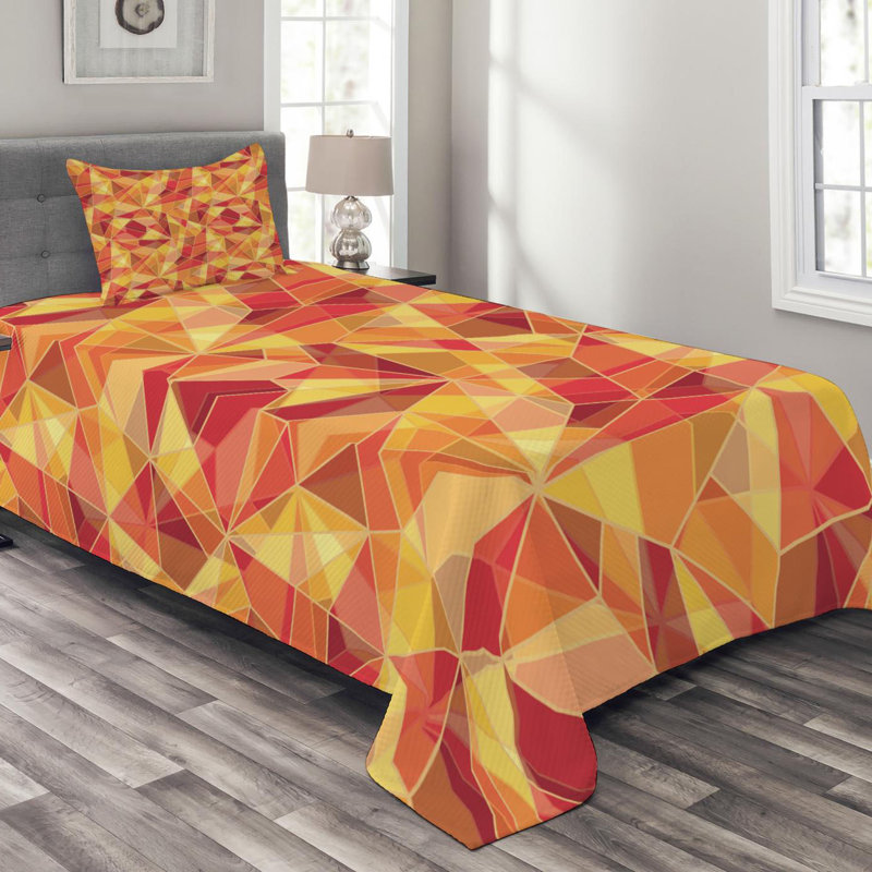 White Quilted Twin Bedspread Set with Pillow Sham