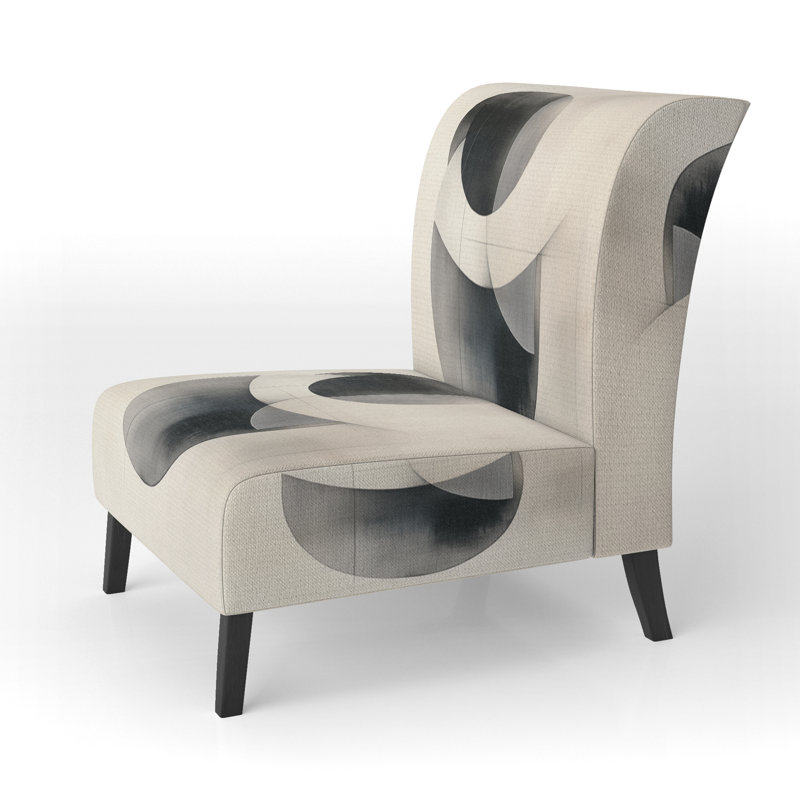 Fauteuil de chambre abstrait à formes abstraites - Fauteuil de chambre géométrique noir et blanc Minimal Curves