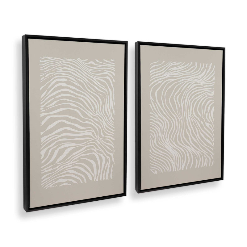 Whisper Lines Set of 2 Prints, Satin Black Floater Frame, 36" x 24"