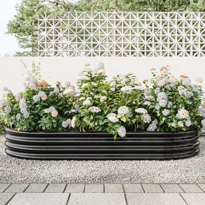Large Black Metal Raised Planter Bed, 88.99"X45.59"X11.22", For Plants & Flowers, Rust- Surface, Stable Construction Surface