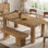 Table de salle à manger en bois massif de 63 pouces pour 4 à 6 personnes, table de salle à manger pour cuisine, salle à manger