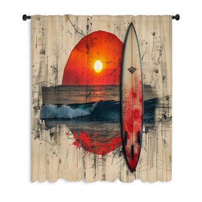 Surfing Sports Bathroom Sheer Curtain Single Panel