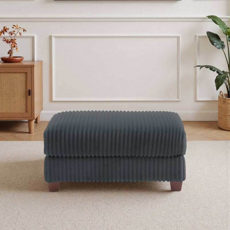 Ermia 92Cm Wide Rectangle Footstool Ottoman, Dark Grey