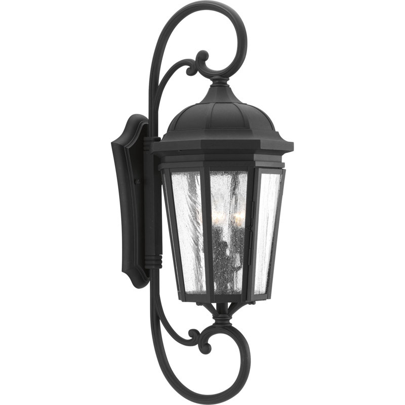 Lanterne murale d'extérieur en verre 30 pi H 30,5 po Florence-Graham, Noir