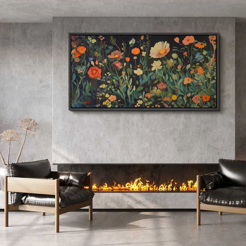 «Vibrant Garden Wildflowers», art mural sur toile - imprimé botanique floral coloré pour le salon ou la chambre à coucher