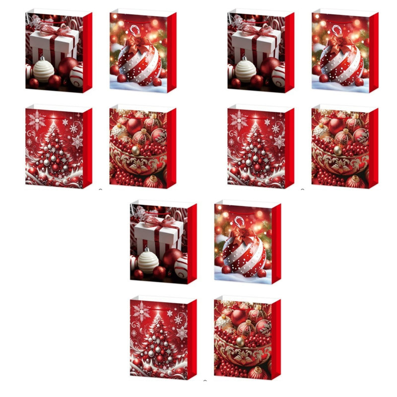 Sacs de Noël (ornements rouges) (assortis) (grand) - ensemble de 12
