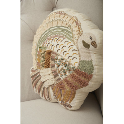 14" x 14" Turkey Shaped Throw Pillow
