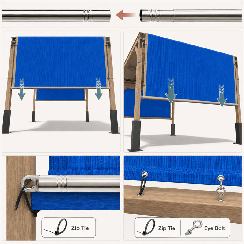 Auvent de remplacement pour abat-jour haute densité avec tige lestée en acier inoxydable Colourtree, 4 pi x 26 pi, Bleu
