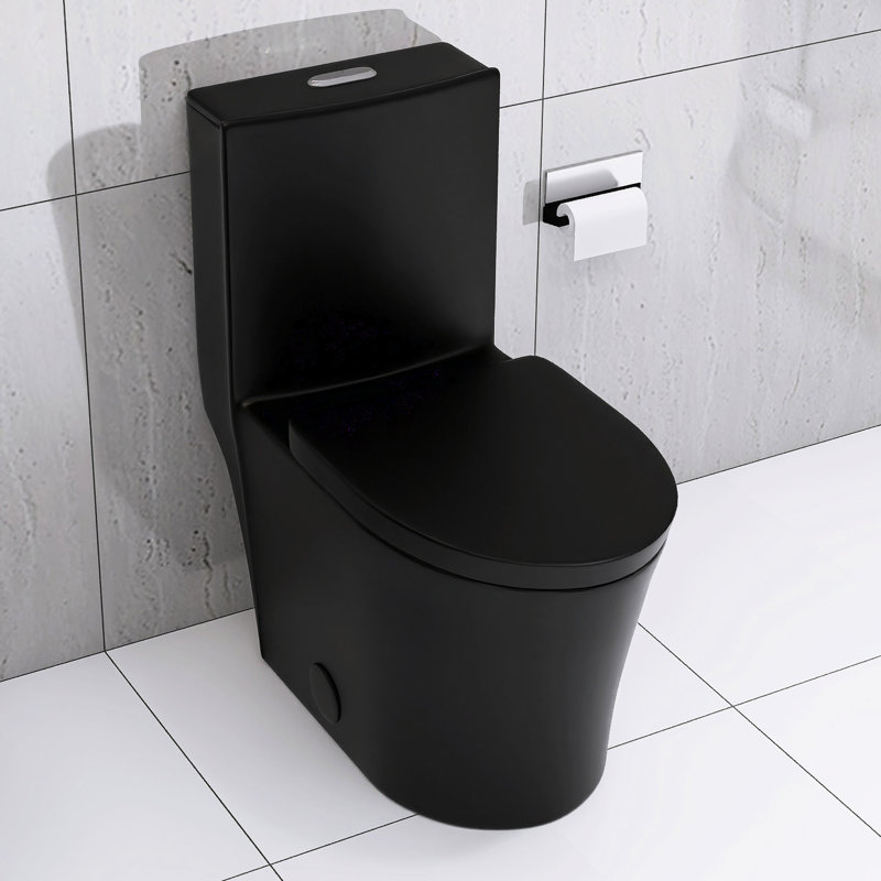 Toilette noire matte à double chasse, 1,1 / 1,6, 1000G sur carte pour une chasse d'eau supérieure à chasse d'eau moderne, option énergie