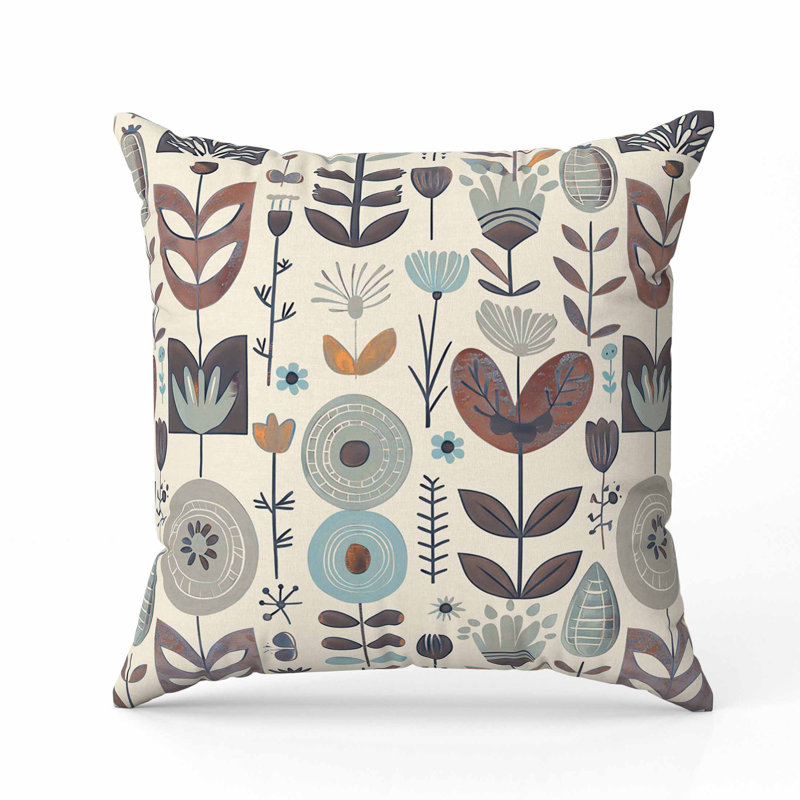 Coussin en suède Baltic Blossoms, Carré 26 po, Bleu / Beige